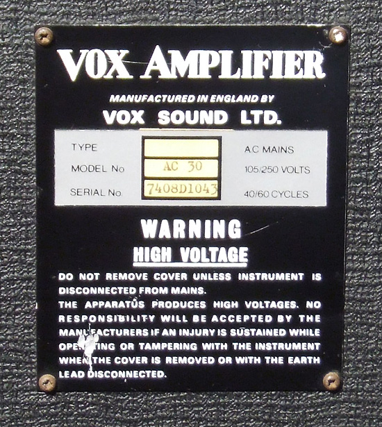 Vox AC 30 Original Made In England 60 's