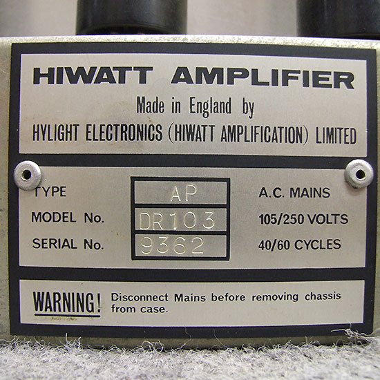 Hiwatt DR103 100 % d'origine même les lampes !!