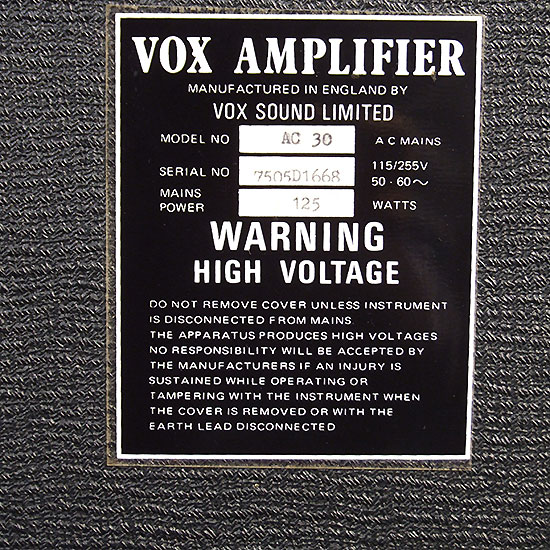Vox AC 30 de 1975 Etat 9/10