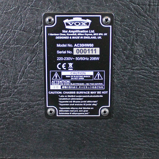 Vox AC30-HW60 Anniversary Hand Wired avec housse