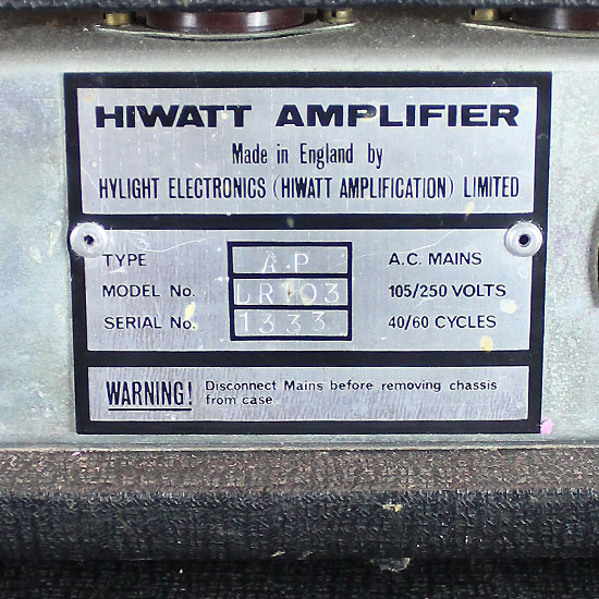 Hiwatt DR103 Custom 100 - Baffle SE4122 de 1970